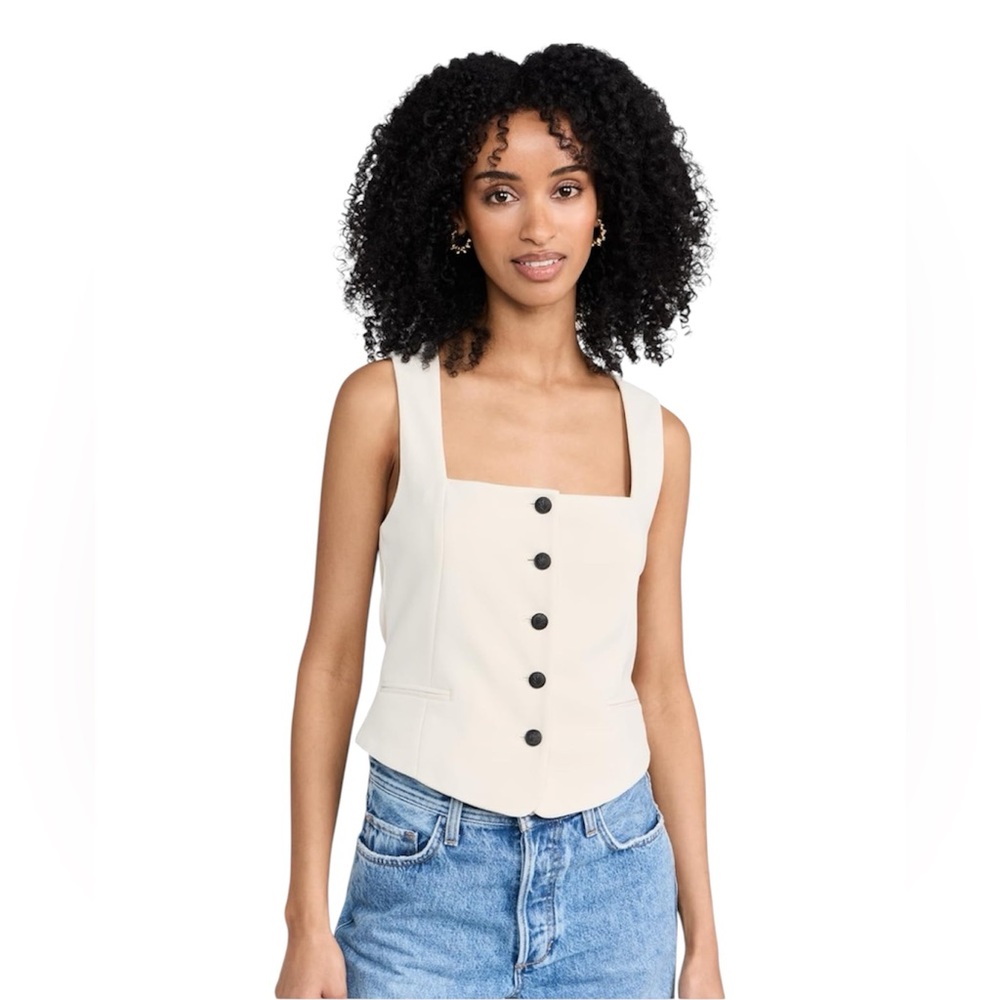 Rag & Bone Women's Mariana Italian Crepe Vest Ivory Off White Size 0